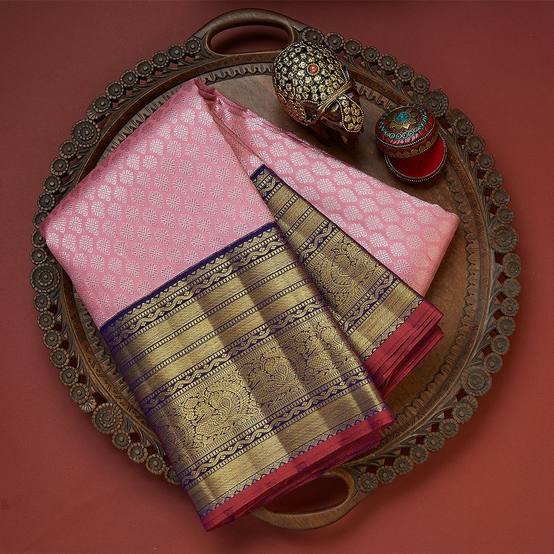 Outstanding Baby Pink Soft Banarasi Silk Saree With Lovely Blouse