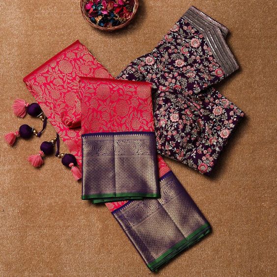 Red Color Rangoli Silk Hand Embroidery Saree With Blouse