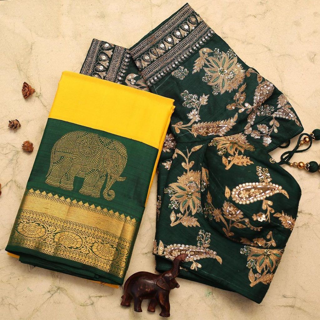 Rich Look Yellow Colored Women’s Rangoli Silk Saree With Blouse