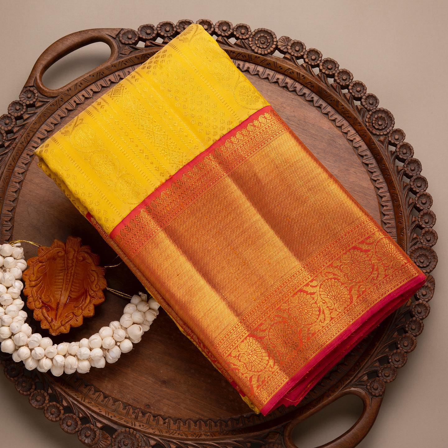 Improbable Yellow Soft Banarasi Silk Saree With Exuberant Blouse Piece