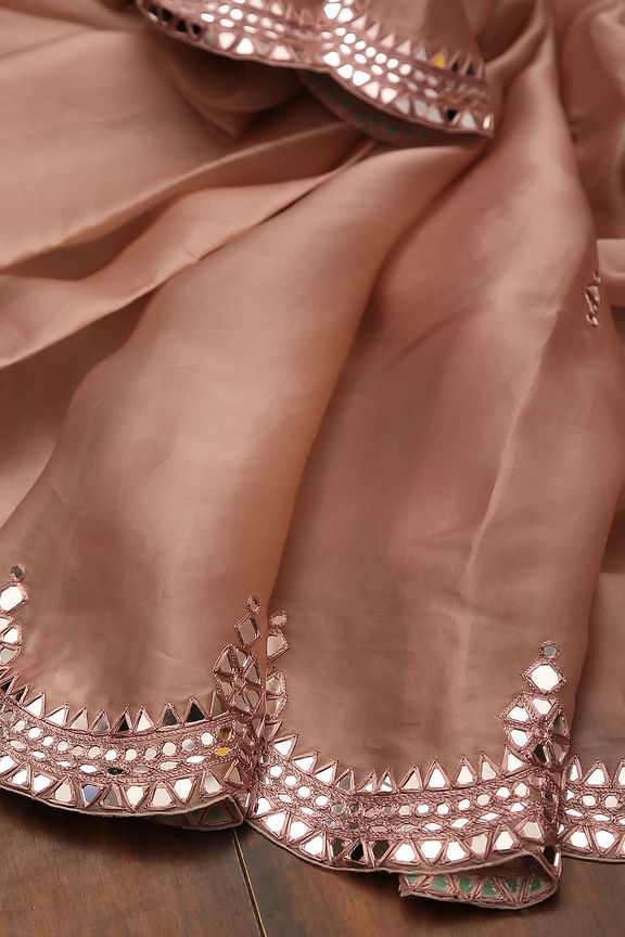 Light Beigh Colour Rangoli Silk Mirror Work Saree With Blouse