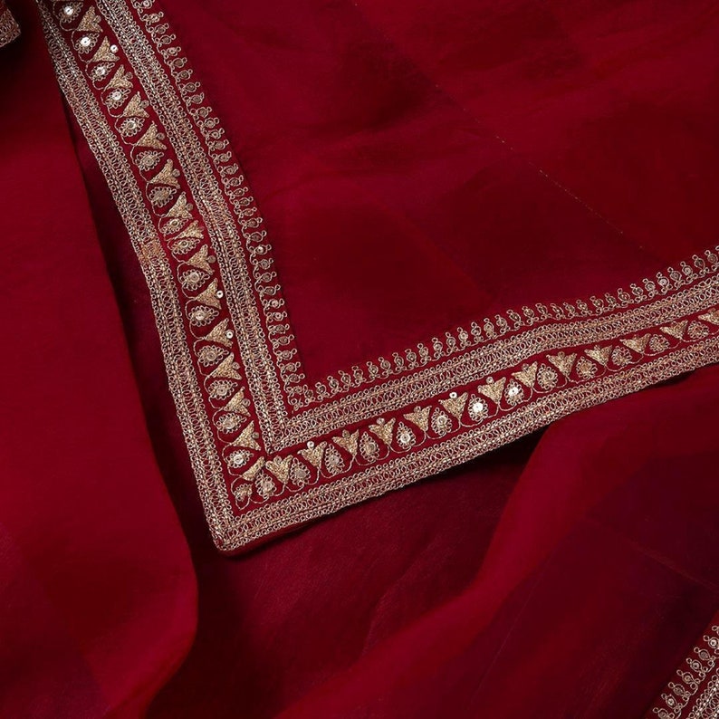 Red Colour Rangoli Silk Embroidery And Thread Work Saree With Blouse