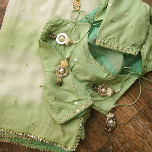 Green Colour Sequence Embroidery Saree With Blouse